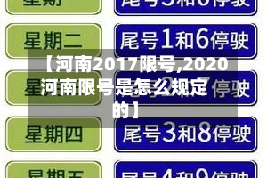 【河南2017限号,2020河南限号是怎么规定的】
