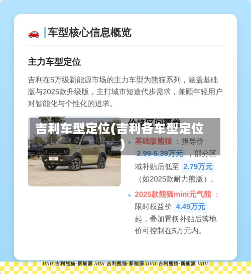 吉利车型定位(吉利各车型定位)