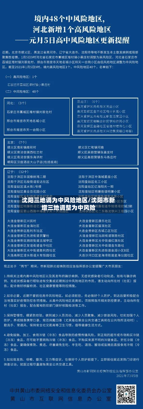 沈阳三地调为中风险地区/沈阳市新增三地调整为中风险