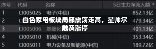 白色家电板块局部震荡走高，星帅尔触及涨停-第2张图片